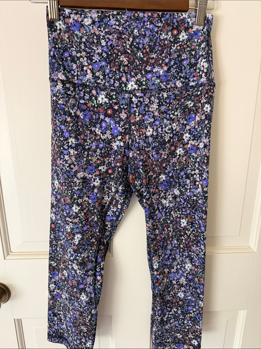 Womens Floral Print High-Waist Leggings - Purple Multi